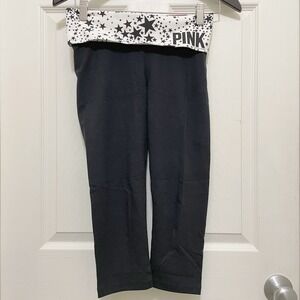 Victorias Secret PINK Foldover Capri Leggings Black White NWT Y2K Stars XS 2012‎
